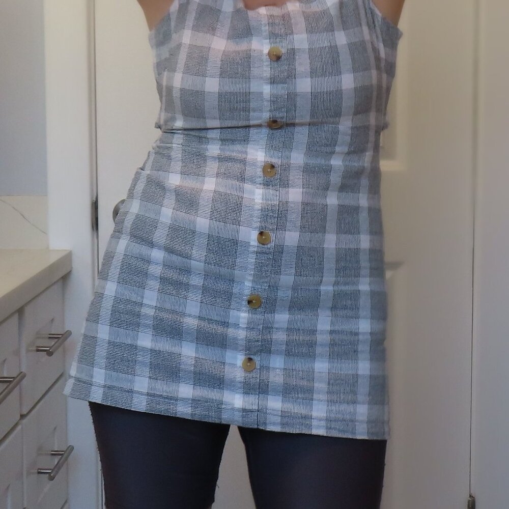 L.A. Hearts White n Grey Checked Cotton tie back top, size S